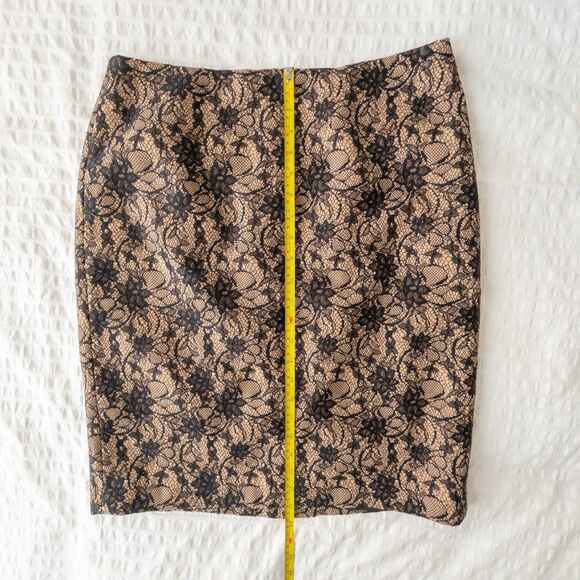 Talbots Brown Black Floral Lace Knee Length Skirt Size 10 Career Office Goth - Picture 14 of 15